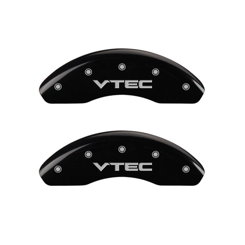 MGP 4 Caliper Covers Engraved Front & Rear Vtech Black finish silver ch - 39008SVTCBK