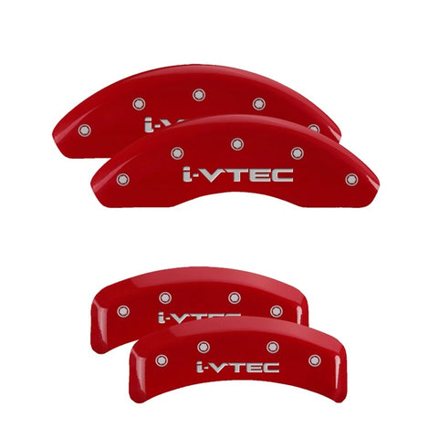 MGP 4 Caliper Covers Engraved Front & Rear i-Vtec Red finish silver ch - 20130SIVTRD