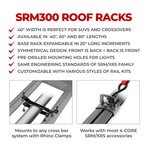 Go Rhino SRM300 Tri-Rail Kit (For 80x40in. Rack) - Tex. Blk (Rails ONLY - Req. Platform) - 5933081T