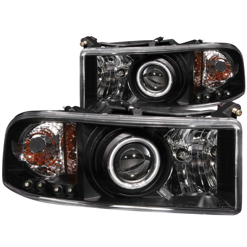 ANZO 1994-2001 Dodge Ram Projector Headlights w/ Halo Black - 111065