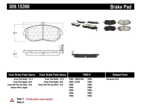 StopTech Performance 13 Scion FR-S / 13 Subaru BRZ Front Brake Pads - 309.15390