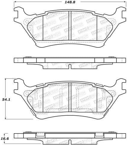 StopTech Street Brake Pads - Rear - 308.16020