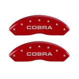 MGP 4 Caliper Covers Engraved Front & Rear Cobra Red finish silver ch - 10197SCOBRD