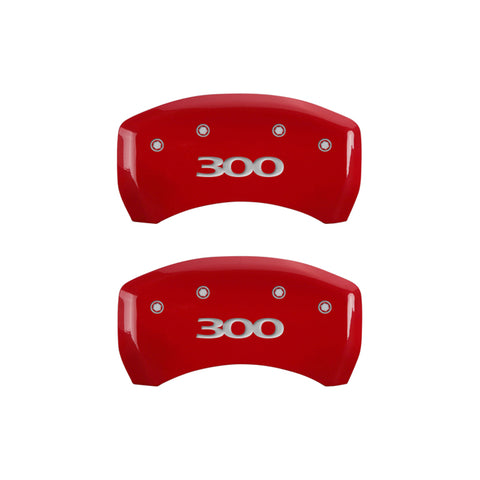 MGP 4 Caliper Covers Engraved Front & Rear 300 Red finish silver ch - 32020S300RD