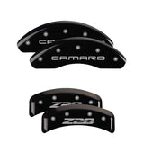 MGP 4 Caliper Covers Engraved Front Gen 4/Camaro Engraved Rear Gen 4/Z28 Black finish silver ch - 14026SZ84BK