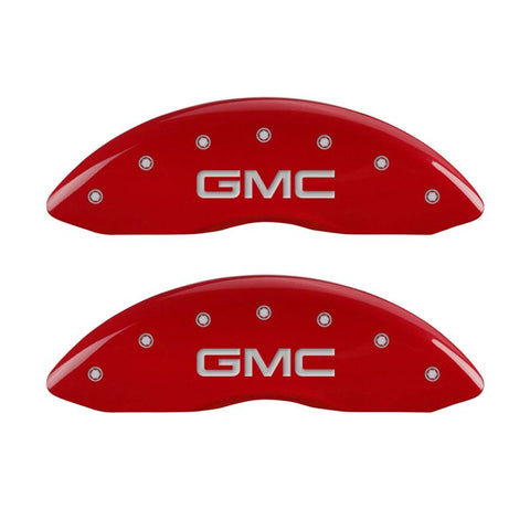 MGP 4 Caliper Covers Engraved Front & Rear GMC Red Finish Silver Char 2011 GMC Savana 2500 - 34211SGMCRD