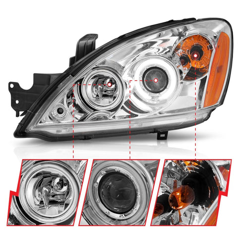 ANZO 2004-2007 Mitsubishi Lancer Projector Headlights w/ Halo Chrome (CCFL) - 121103