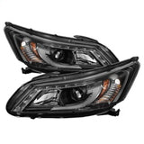 Spyder Honda Accord 2013-2015 4DR Projector Headlights Light Bar DRL Black PRO-YD-HA13-LBDRL-BK - 5080530