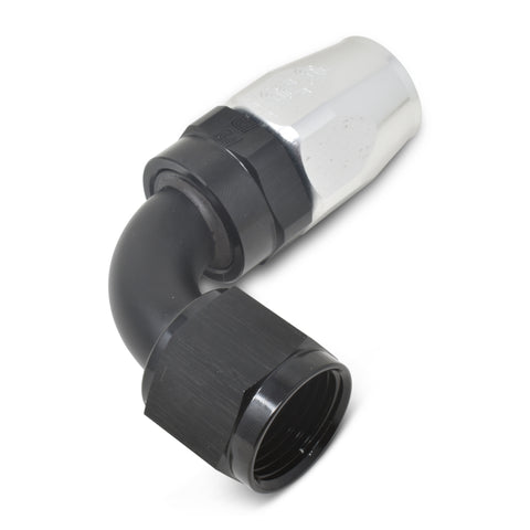 Russell Performance -6 AN Black/Silver 90 Degree Full Flow Hose End - 610163