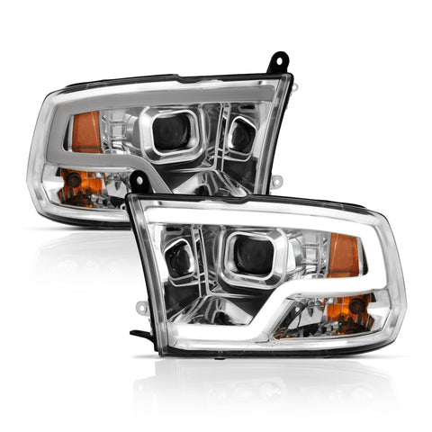 ANZO 09-18 Dodge Ram 1500 Plank Style Projector Headlights Chrome w/ Halo - 111405