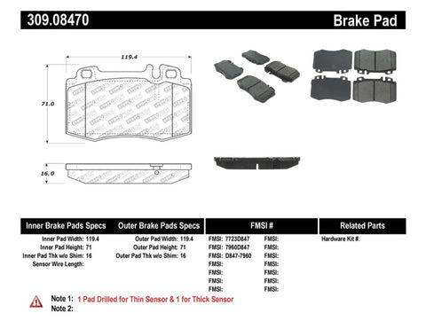 StopTech Performance 94-12/96 Maserati / Mercedes Benz C/E/ML/S/SL Series Front Brake Pads - 309.08470