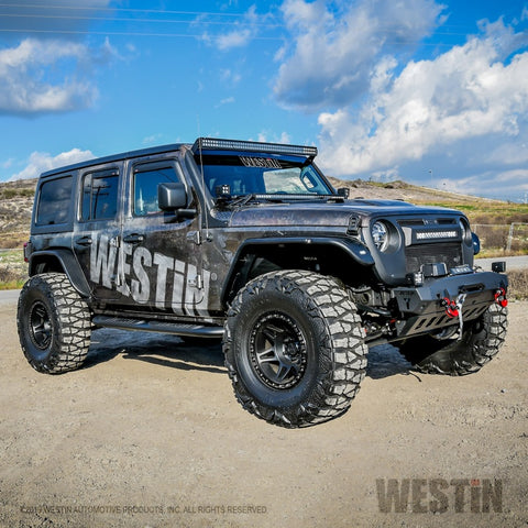 Westin 18-22 Jeep Wrangler JLU 4dr Platinum 4 Oval Nerf Step Bars - Tex. Blk - 21-4065