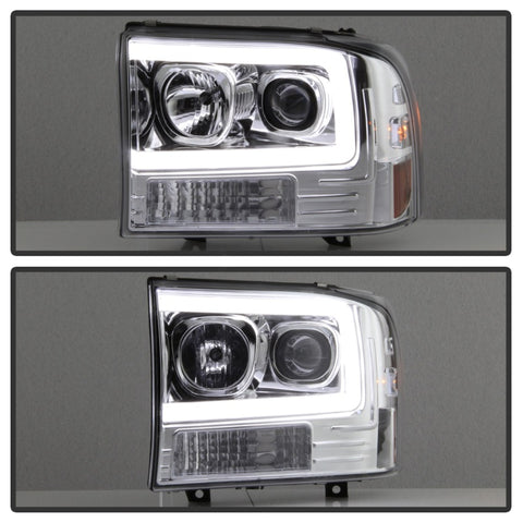 Spyder 99-04 Ford F-250 Super Duty Light Bar Projector Headlights - Chrome (PRO-YD-FF25099V2-LB-C) - 5084675