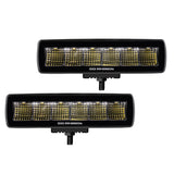 Go Rhino Xplor Blackout Series Sixline LED Flood Light Kit (Surface/Threaded Stud Mnt) - Blk (Pair) - 750300621FBS