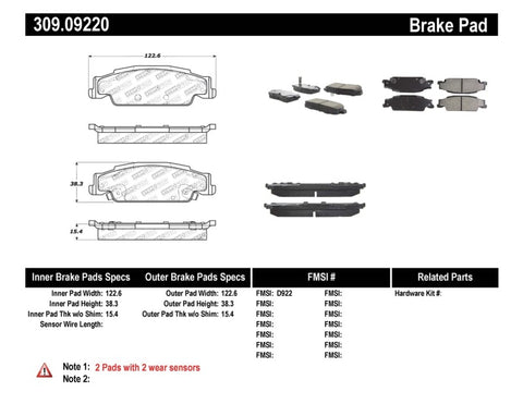 StopTech Performance Brake Pads - 309.09220