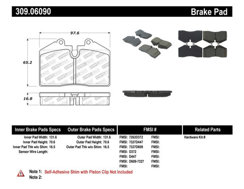 StopTech Performance ST-40 4 Piston Front Caliper Brake Pads - 309.06090