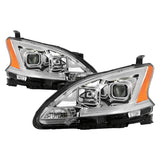 xTune 13-15 Nissan Sentra DRL LED Light Bar Halogen Projector Headlights - Chrm (PRO-JH-NS13-LB-C) - 9042980