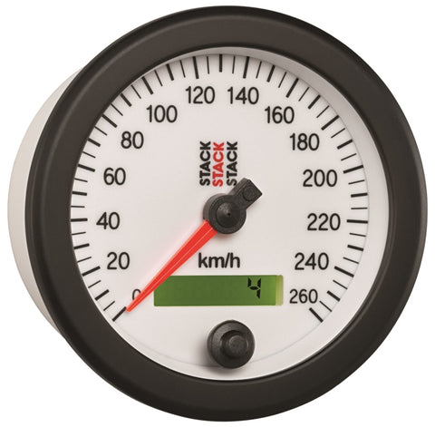 Autometer Stack Instruments 88MM 0-260 KM/H Programmable Speedometer - White - ST3852