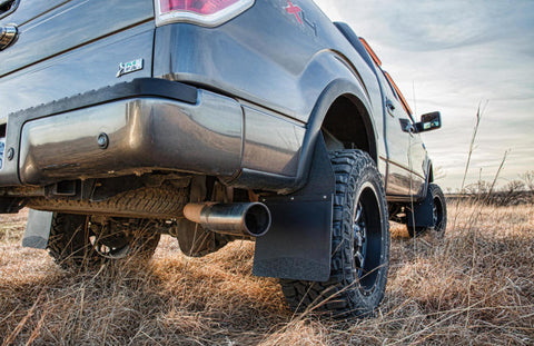 Husky Liners GM 99-16 Silverado/Sierra 12in W Black Top & Weight Kick Back Front Mud Flaps - 17101