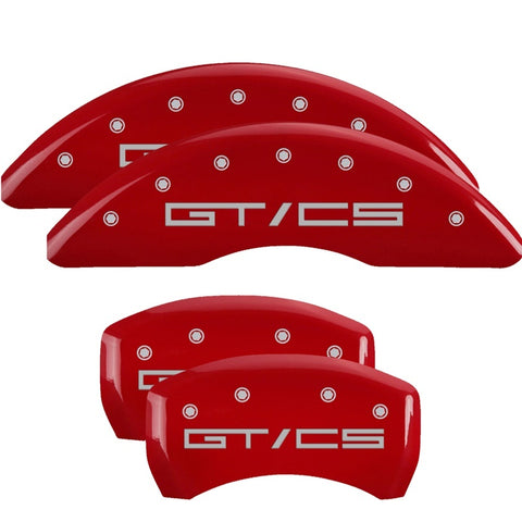 MGP 15-21 Ford Mustang GT/CS 4 Caliper Covers Engraved Front & Rear MGP Red finish silver ch - 10201SGTCRD