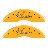 MGP 4 Caliper Covers Engraved Front Cursive/Cadillac Engraved Rear CTS Yellow finish black ch - 35024SCTSYL