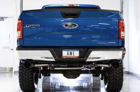 AWE Tuning 2015+ Ford F-150 0FG Dual Exit Performance Exhaust System w/5in Diamond Black Tips - 3015-33120