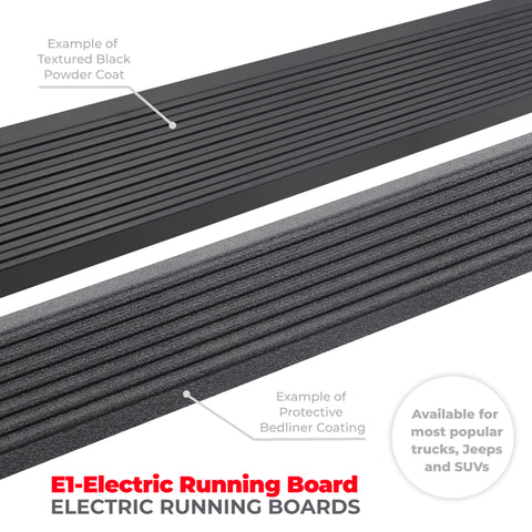 Go Rhino 20-23 Jeep Gladiator 4dr E-BOARD E1 Electric Running Board Kit (Cut/Drill Req.) - Tex. Blk - 20451687PC