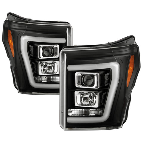 Spyder Ford F250/350/450 11-16 V2 High-Power LED Headlights-White Light Bar-Black PRO-YD-FS11V2PL-BK - 5087898