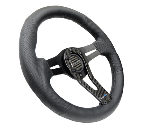 NRG Reinforced Steering Wheel (320mm) w/Carbon Center Spoke - RST-002RCF