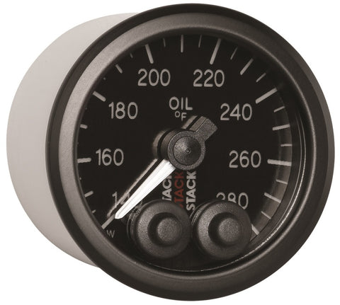 Autometer Stack Instruments 52mm 140-280 Deg F 1/8in NPTF Male Pro Control Oil Temp Gauge - Black - ST3510