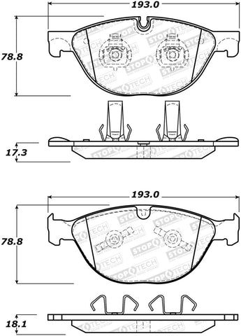 StopTech Street Brake Pads - Front - 308.14480