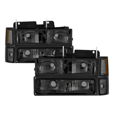 Xtune Chevy Suburban 94-98 Headlights w/ Corner & Parking Lights 8pcs Smoked HD-JH-CCK88-AM-SM-SET - 5072238