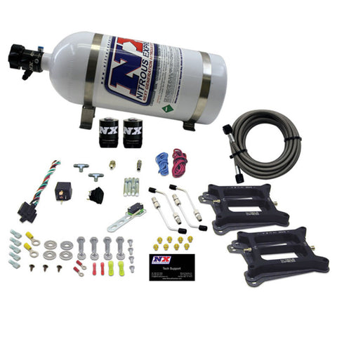 Nitrous Express Dual Holley/Gasoline Nitrous Kit (100-500HP) w/10lb Bottle - 50240-10