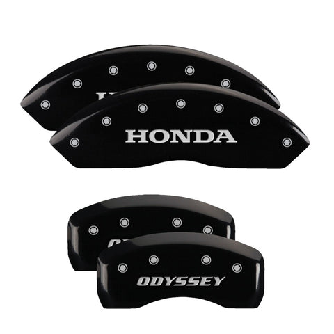 MGP 4 Caliper Covers Engraved Front Honda Engraved Rear H Logo Black finish silver ch - 20199SHOHBK