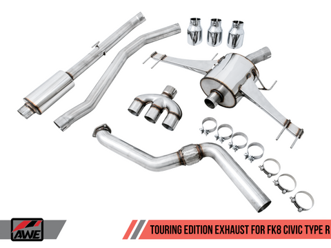 AWE Tuning 2017+ Honda Civic Type R Touring Edition Exhaust w/Front Pipe & Triple Diamond Black Tips - 3015-53006