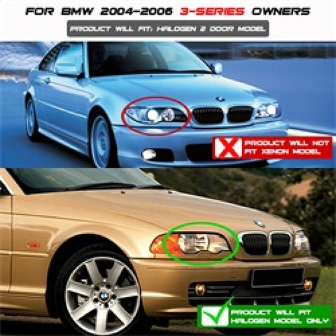 Spyder BMW E46 3-Series 04-06 2 DR Projector Halogen Model- LED Halo Blk PRO-YD-BMWE4604-2DR-HL-BK - 5077141