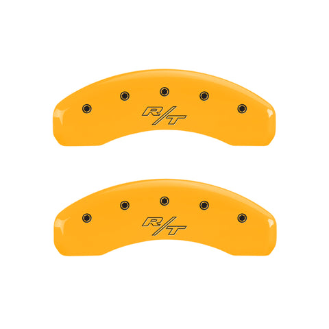 MGP 4 Caliper Covers Engraved Front & Rear Vintage Style/RT Yellow finish black ch - 12088SRTRYL