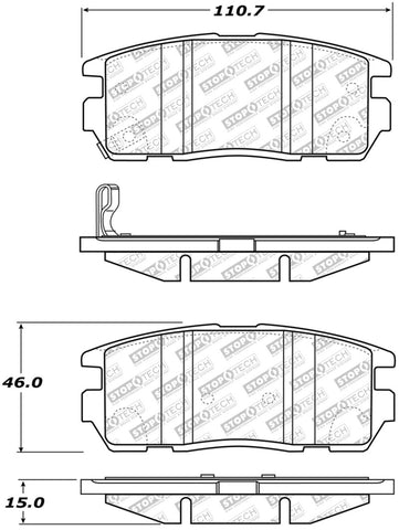 StopTech Street Select Brake Pads w/Hardware - Rear - 305.12750