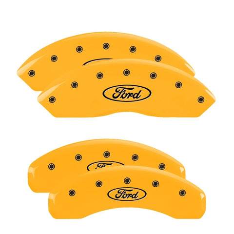 MGP 4 Caliper Covers Engraved Front & Rear Oval Logo/Ford Yellow Finish Black Char 2000 Ford F-150 - 10022SFRDYL