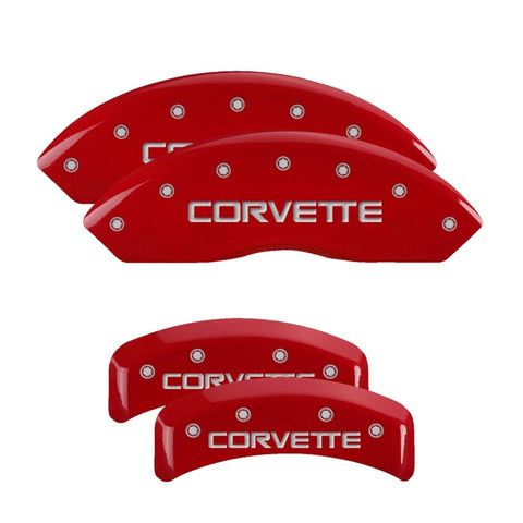 MGP 4 Caliper Covers Gloss Red Engraved with Corvette C4 (Full Kit 4 Pieces) - 13013SCV4RD