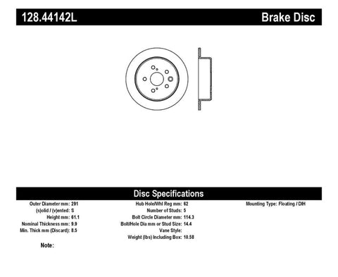 StopTech Drilled Sport Brake Rotor - 128.44142L