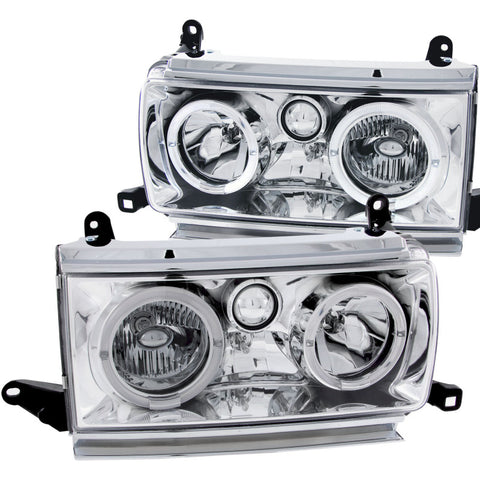 ANZO 1991-1994 Toyota Land Cruiser Crystal Headlights w/ Halo Chrome - 111092