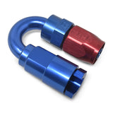 Russell Performance 5/16in SAE Quick Disc Female to -6 Hose Red/Blue 180 Degree Hose End - 611280