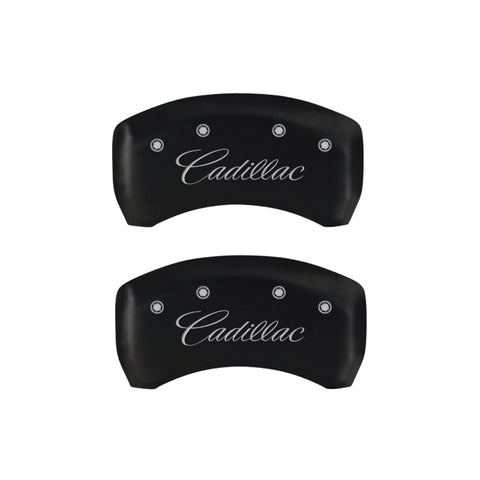 MGP 4 Caliper Covers Engraved Front & Rear Cursive/Cadillac Red finish silver ch - 35008SCADRD