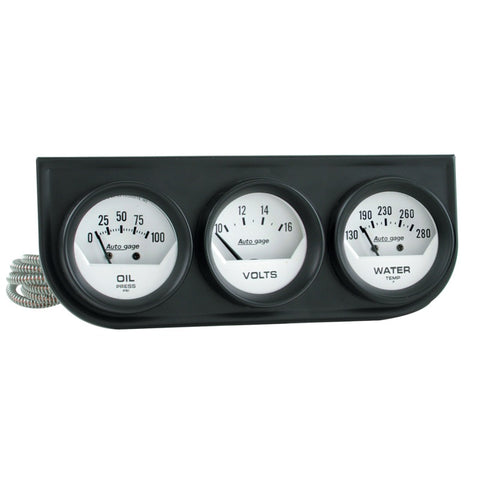 Autometer AutoGage Analog Console Oil/Water Temp/Volt 2in Gauges White Dial - Black Bezel - 2324