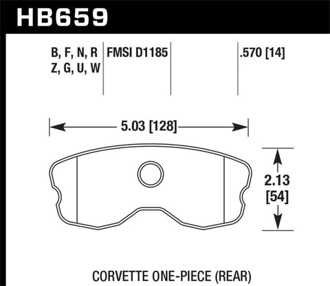 Hawk 2008 Chevrolet Corvette 7.0L 427 Limited Edition Z06 (Incl.Shims Pins) Rear ER-1 Brake Pads - HB659D.570