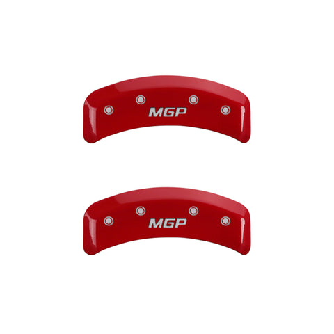 MGP 4 Caliper Covers Engraved Front & Rear MGP Red Finish Silver Char 1988 Chevrolet Corvette - 13013SMGPRD