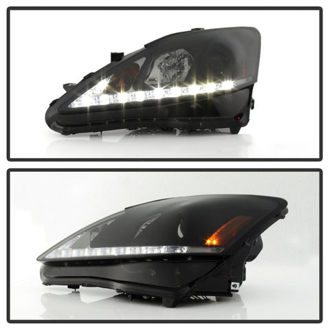 Spyder Lexus IS 250/350 2006-2010 Projector Headlights DRL Black Smoke PRO-YD-LIS06-DRL-BSM - 5080073