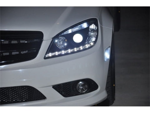 Spyder Mercedes Benz C-Class 08-11 Projector Headlights Halogen - DRL Blk PRO-YD-MBW20408-DRL-BK - 5042262