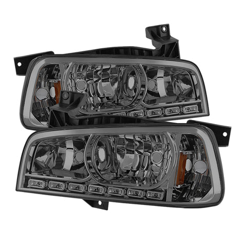 Xtune Dodge Charger 06-10 1Pc LED Crystal Headlights Smoke HD-ON-DCH05-1PC-LED-SM - 5017642